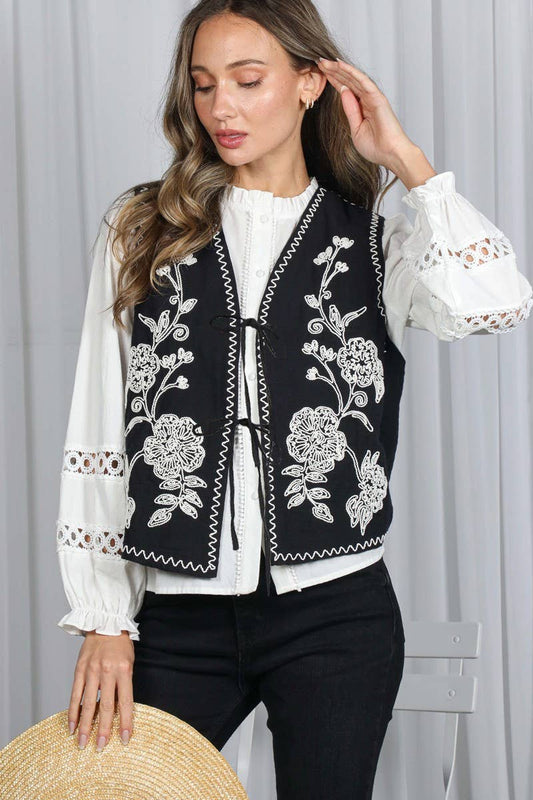 Boho Floral Embroidery Vest