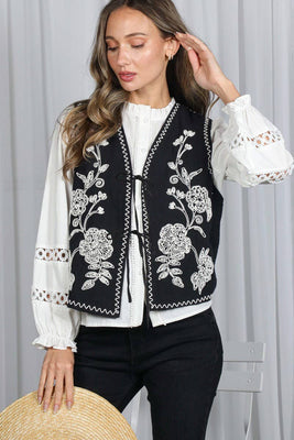 Boho Floral Embroidery Vest