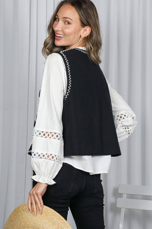 Boho Floral Embroidery Vest