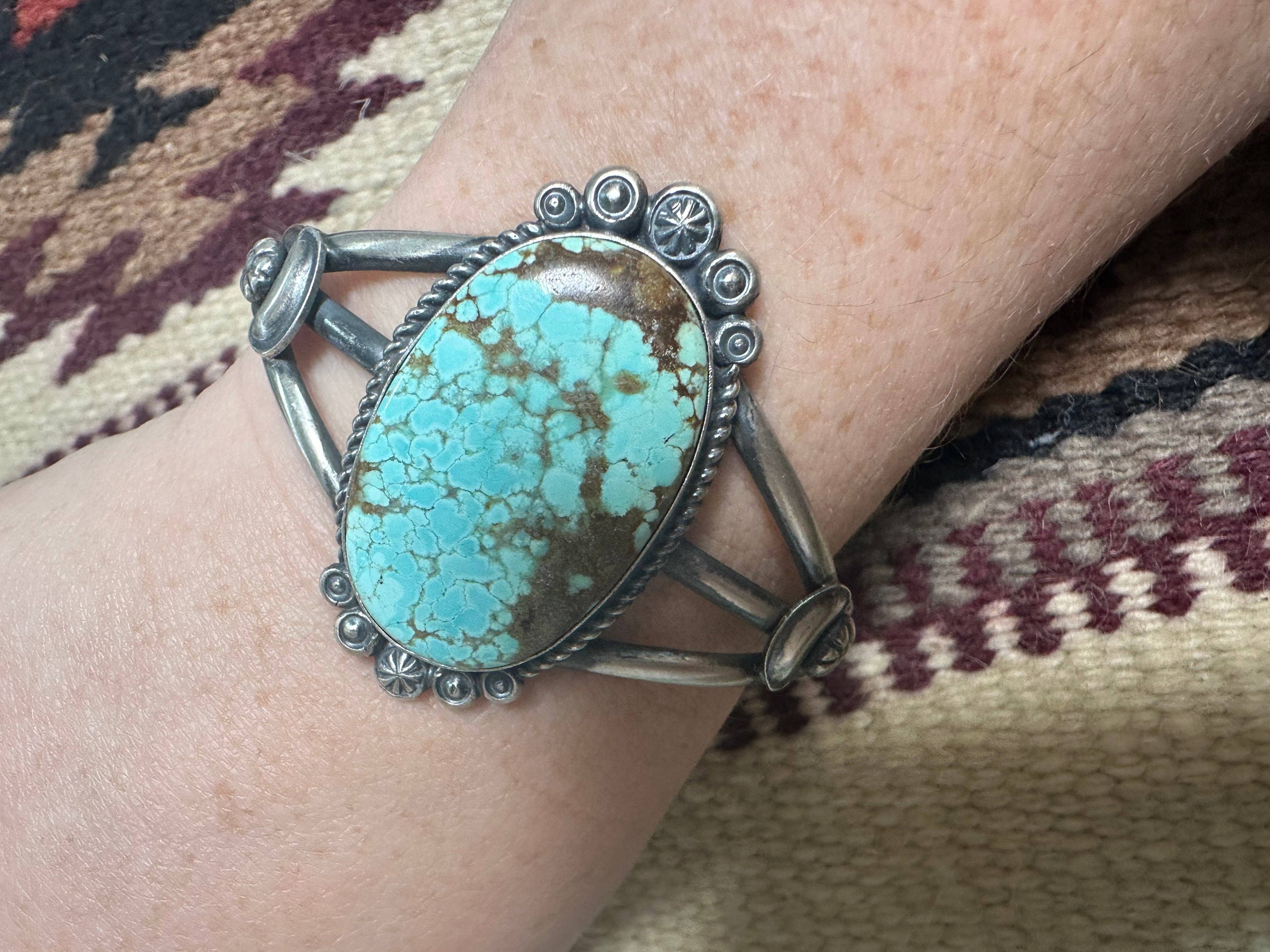 Navajo Sterling Number 8 Turquoise Bracelet Cuff