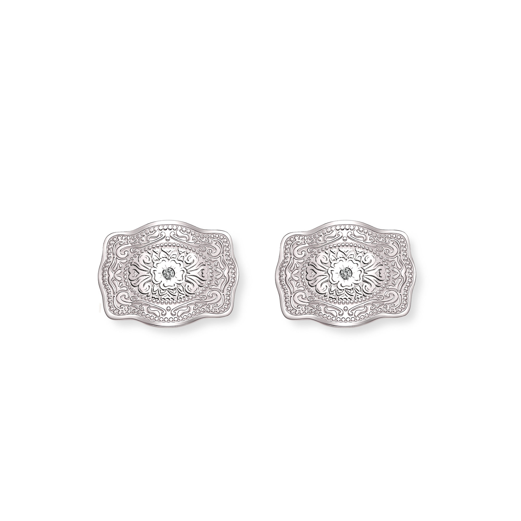 Amelia Rose Mini Belt Buckle Earrings - Silver