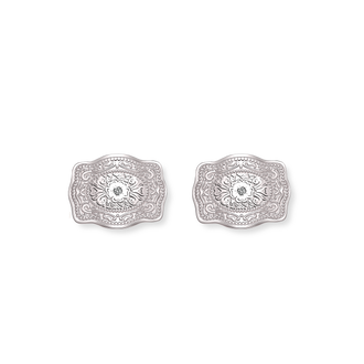 Amelia Rose Mini Belt Buckle Earrings - Silver