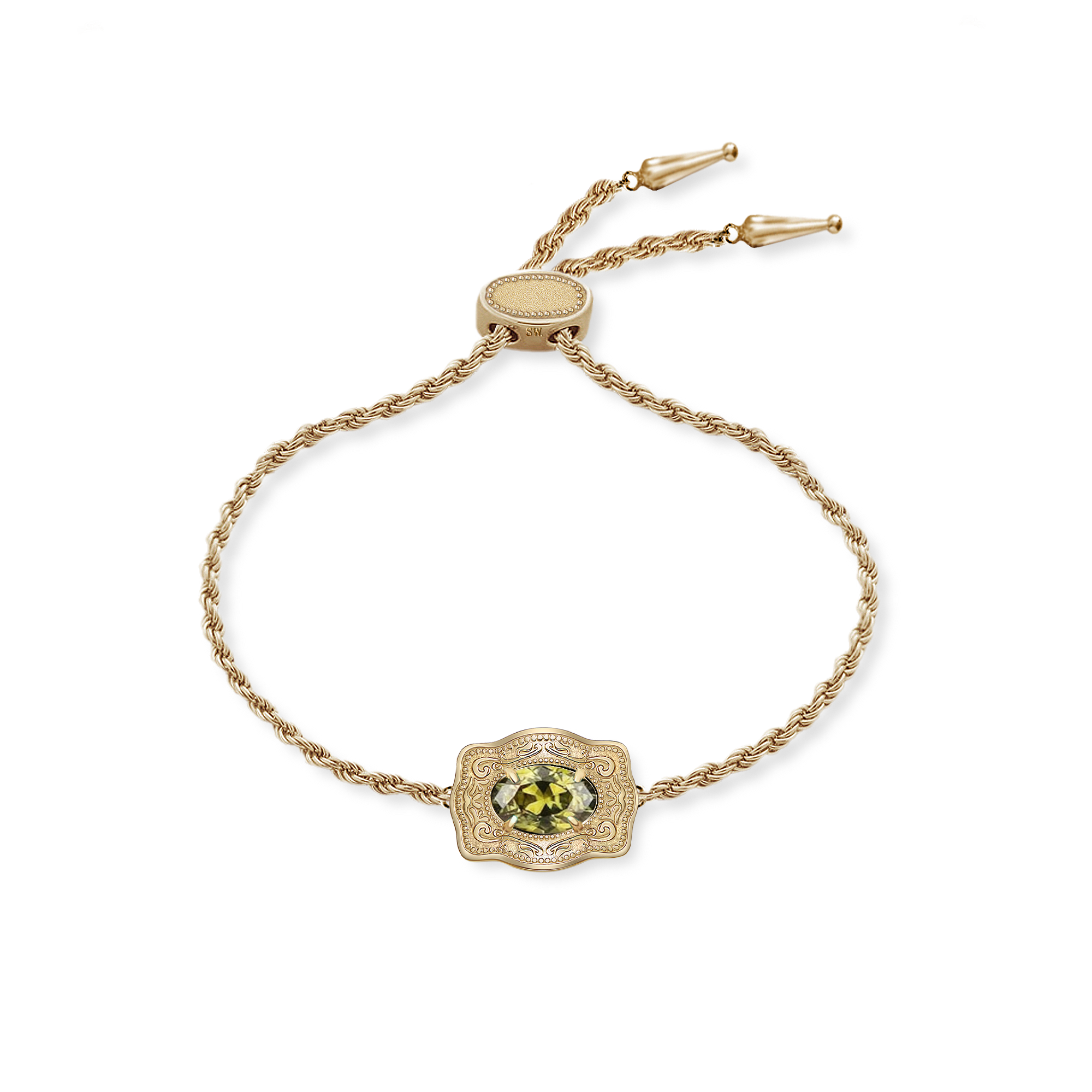 Ultra Mini Belt Buckle Birthstone Bracelet - Gold