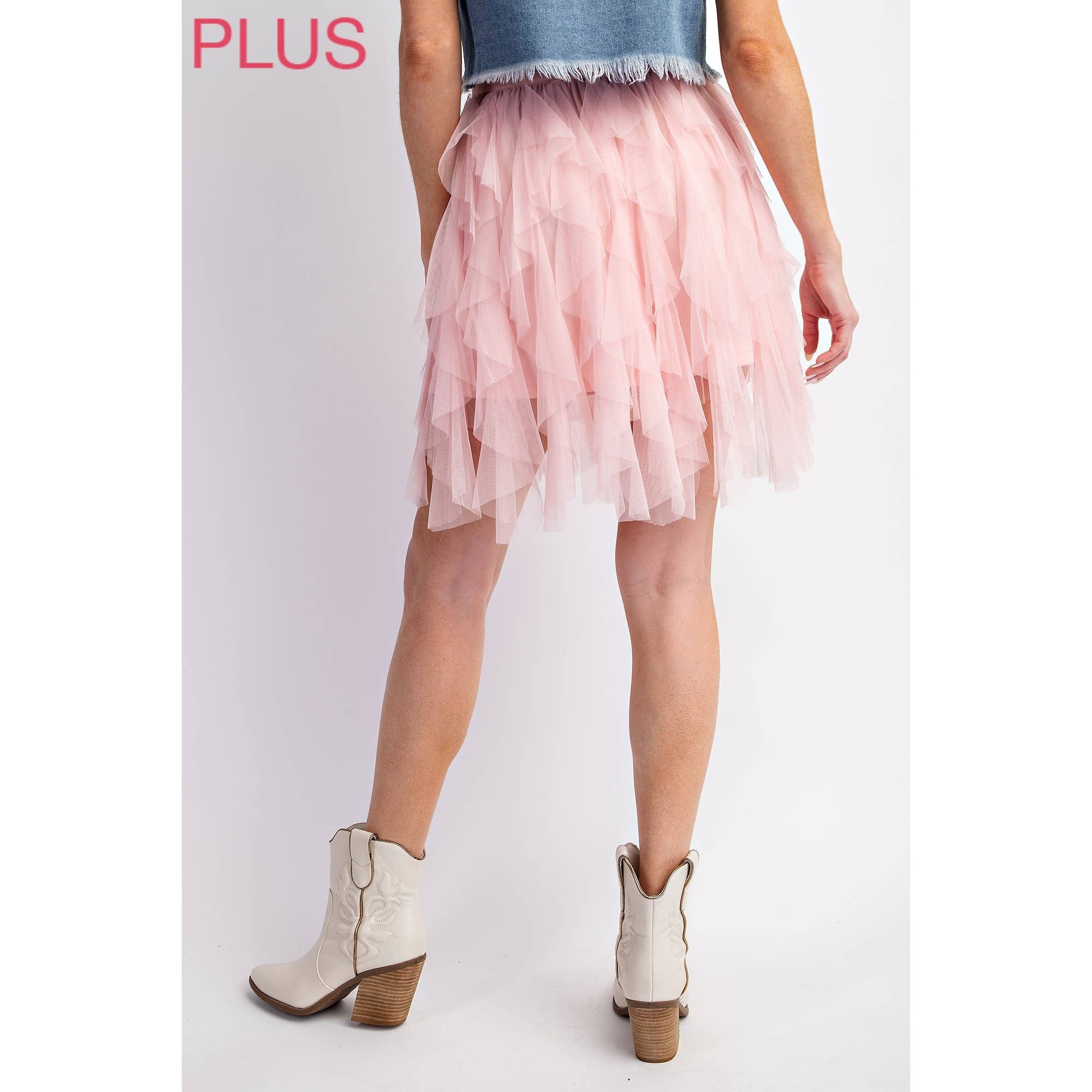 Plus Cascading Tulle Mini Skirt