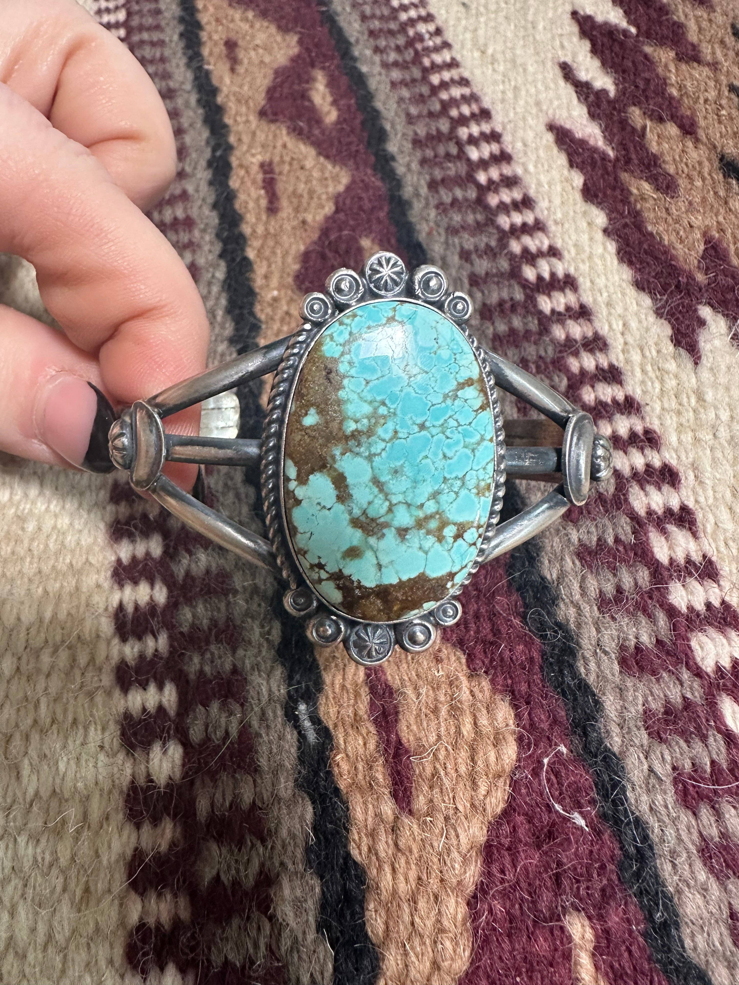 Navajo Sterling Number 8 Turquoise Bracelet Cuff