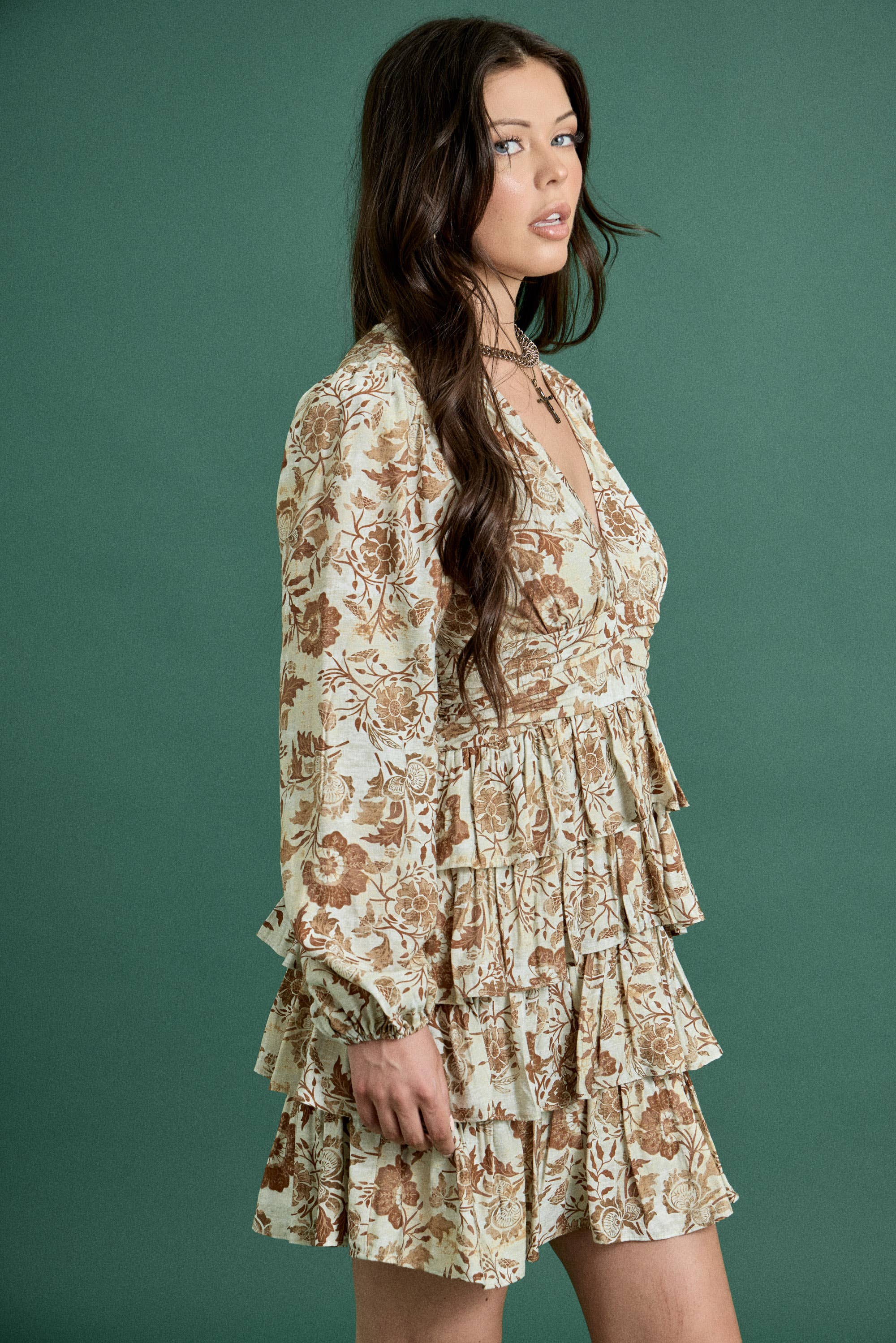 Floral Print Ruffle Mini Dress