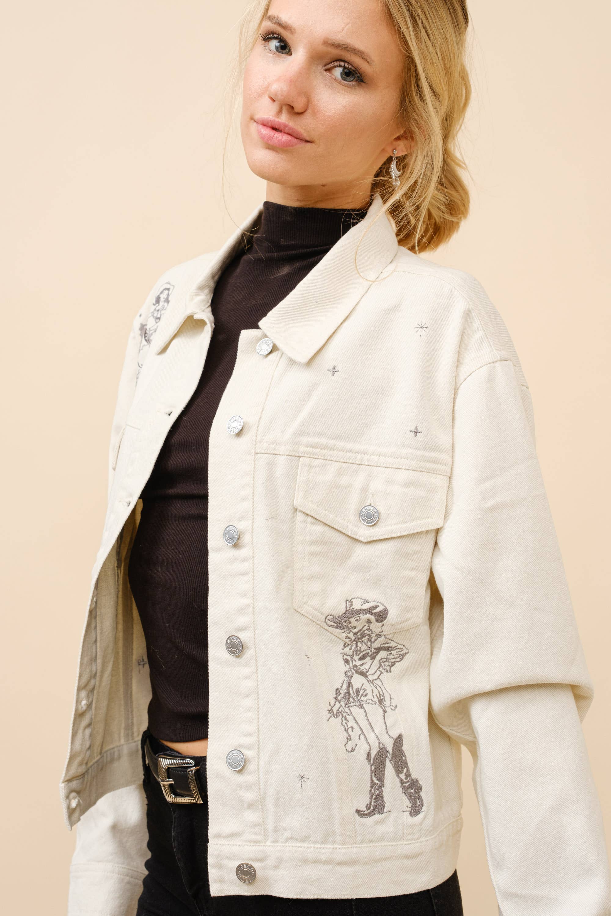 Cowgirl Embroidered Trucker Jacket