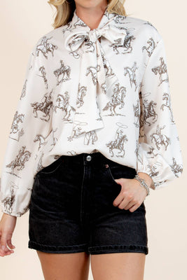 Sheriff Cowboy Print Blouse