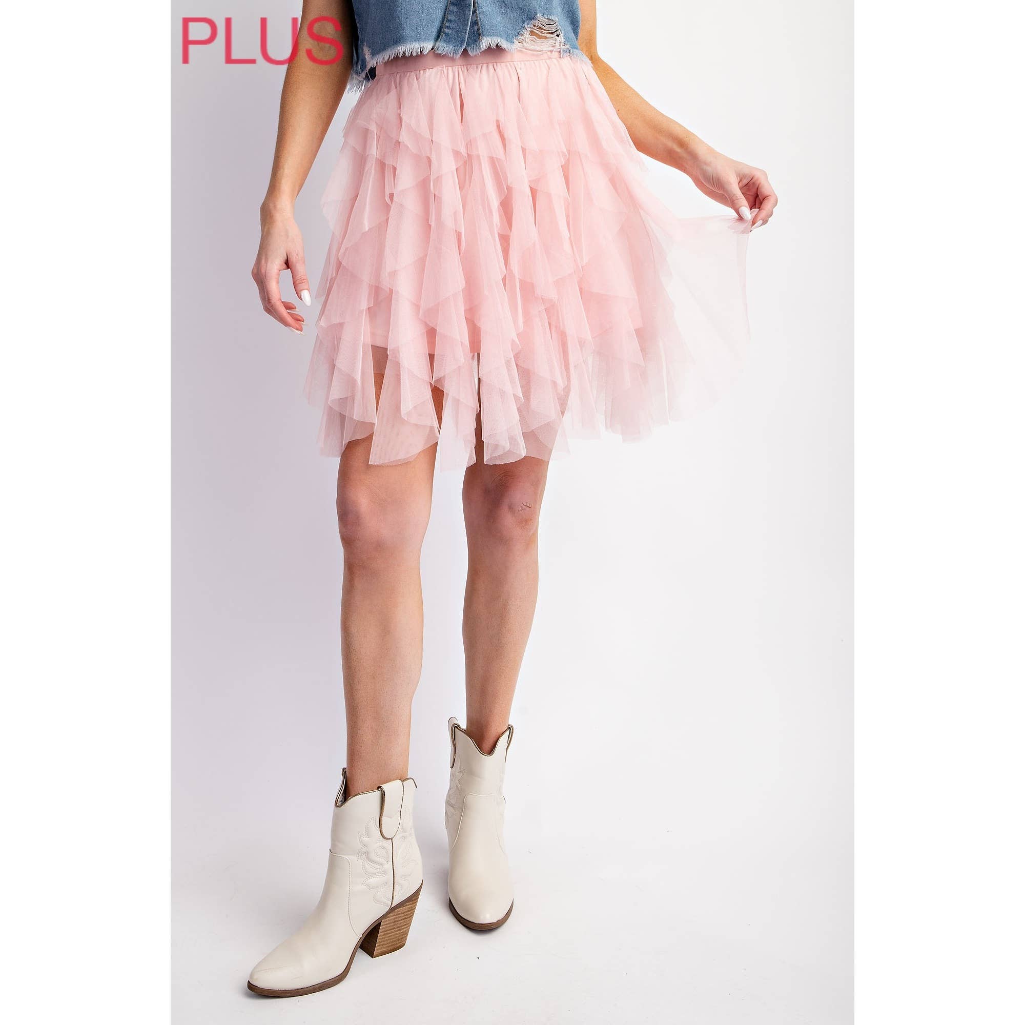 Plus Cascading Tulle Mini Skirt