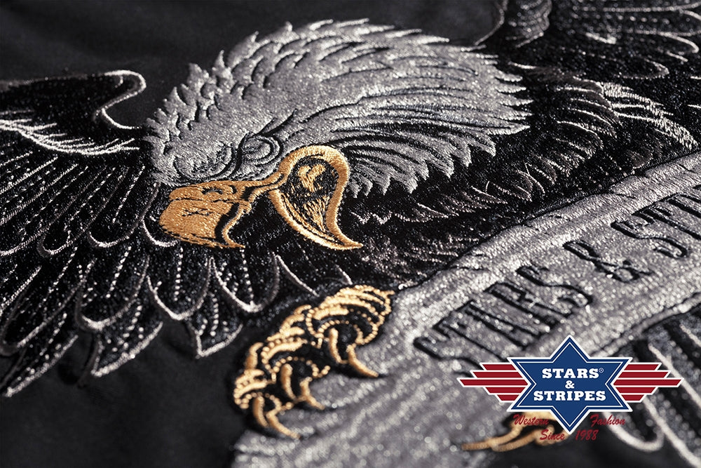 Black Embroidered Eagle Shirt