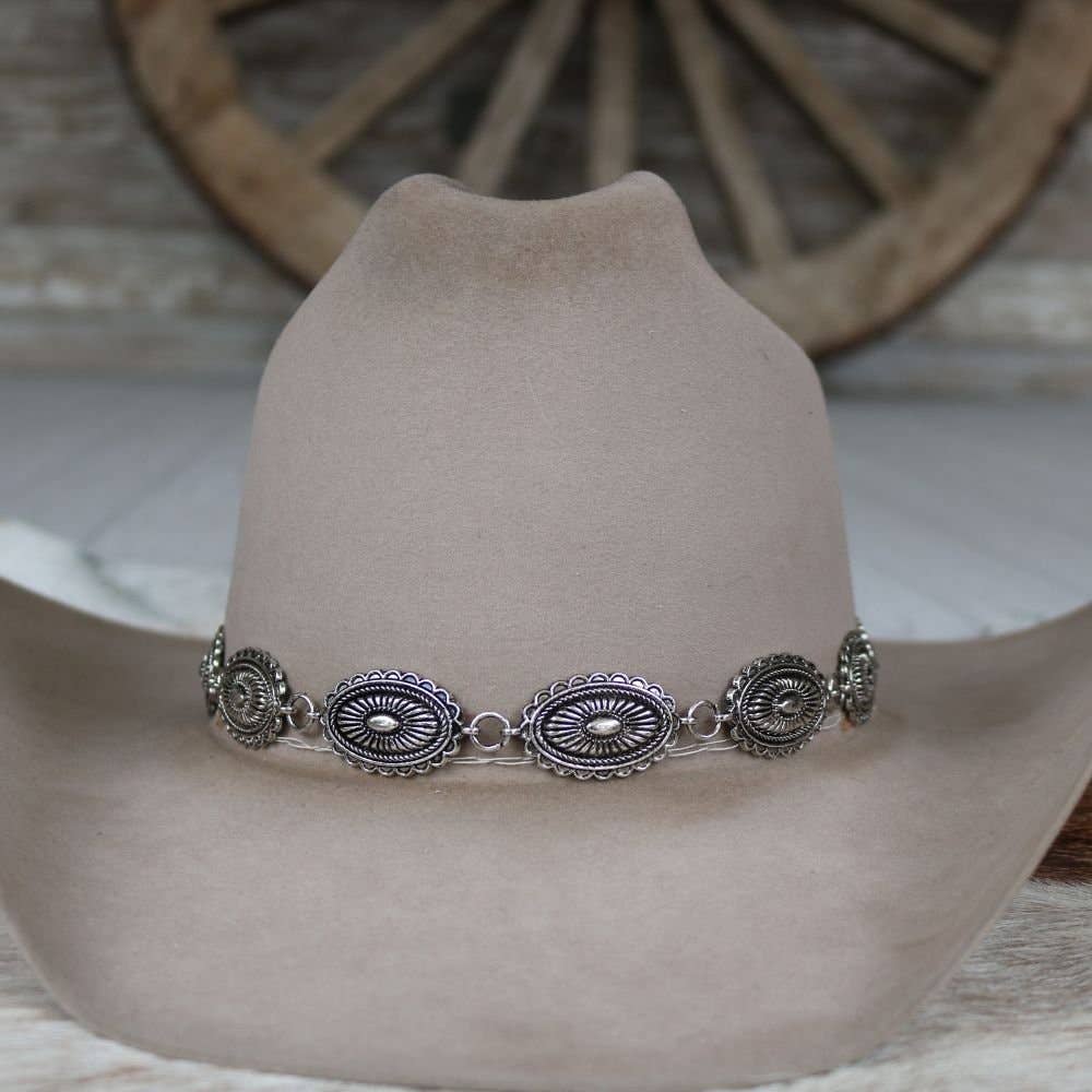 Antiqued Oval Concho Hat Band