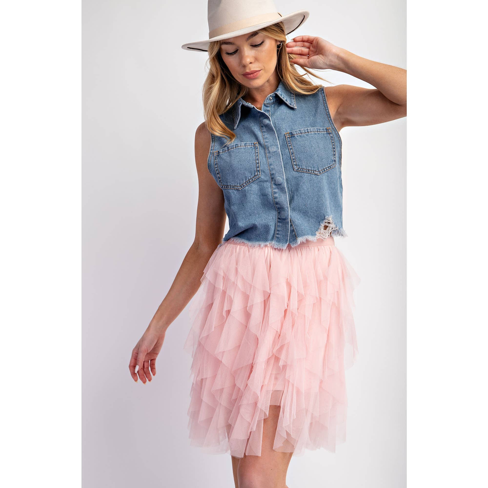 Cascading Tulle Mini Skirt