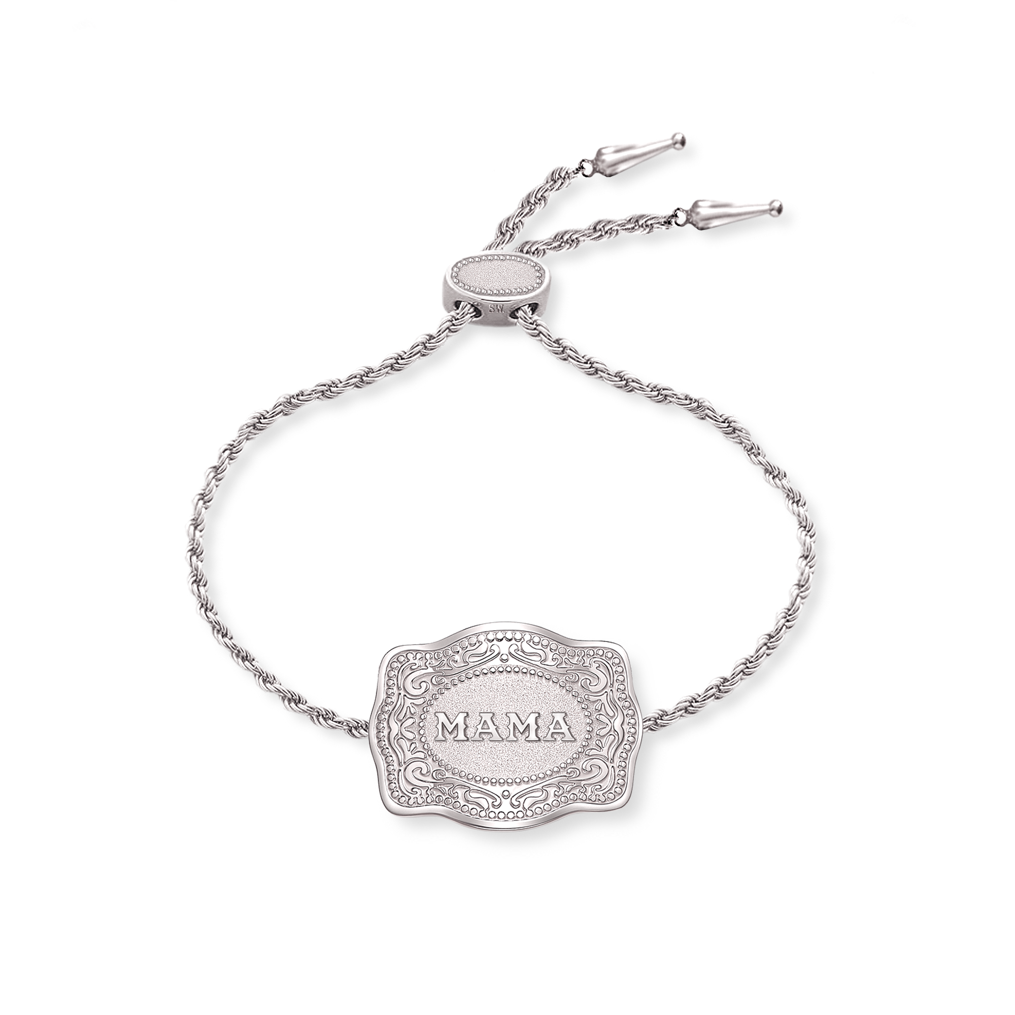 Mini Belt Buckle Bracelet (Mama) - Silver