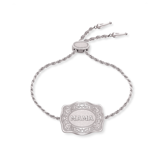 Mini Belt Buckle Bracelet (Mama) - Silver