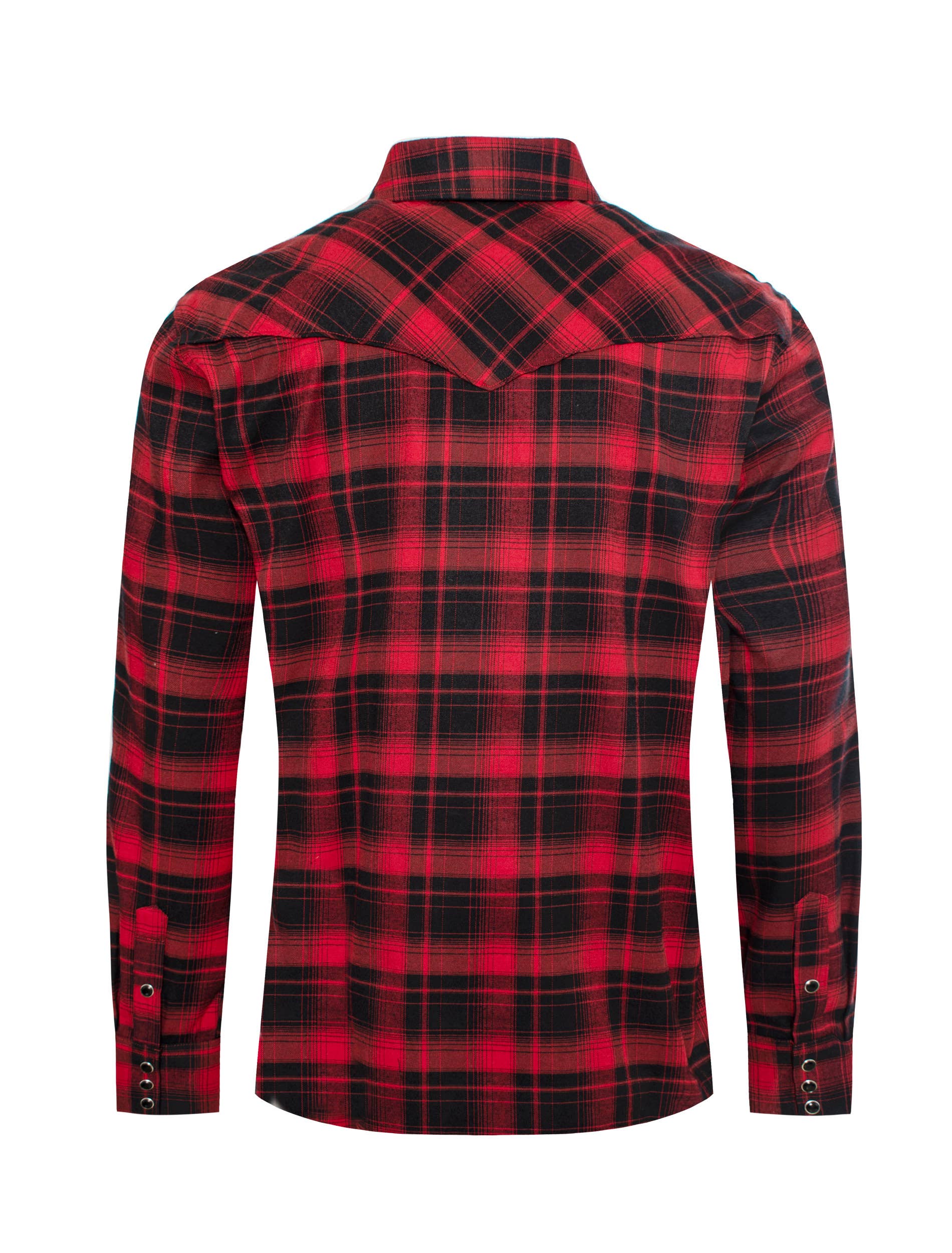 Western Long Sleeve Flannel Shirt - Red Plaid