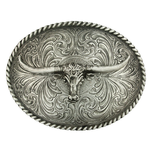 Oval Longhorn Classic Antiqued Buckle