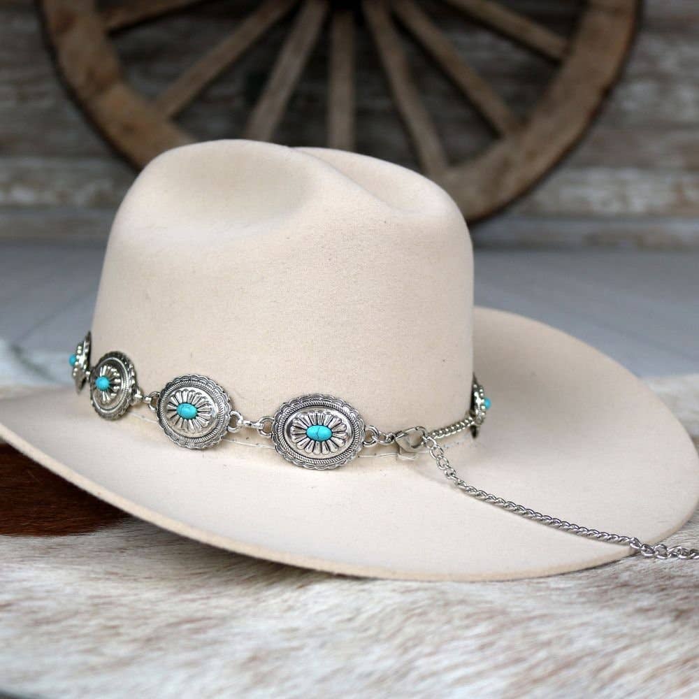 Silver Concho Chain Hat Band