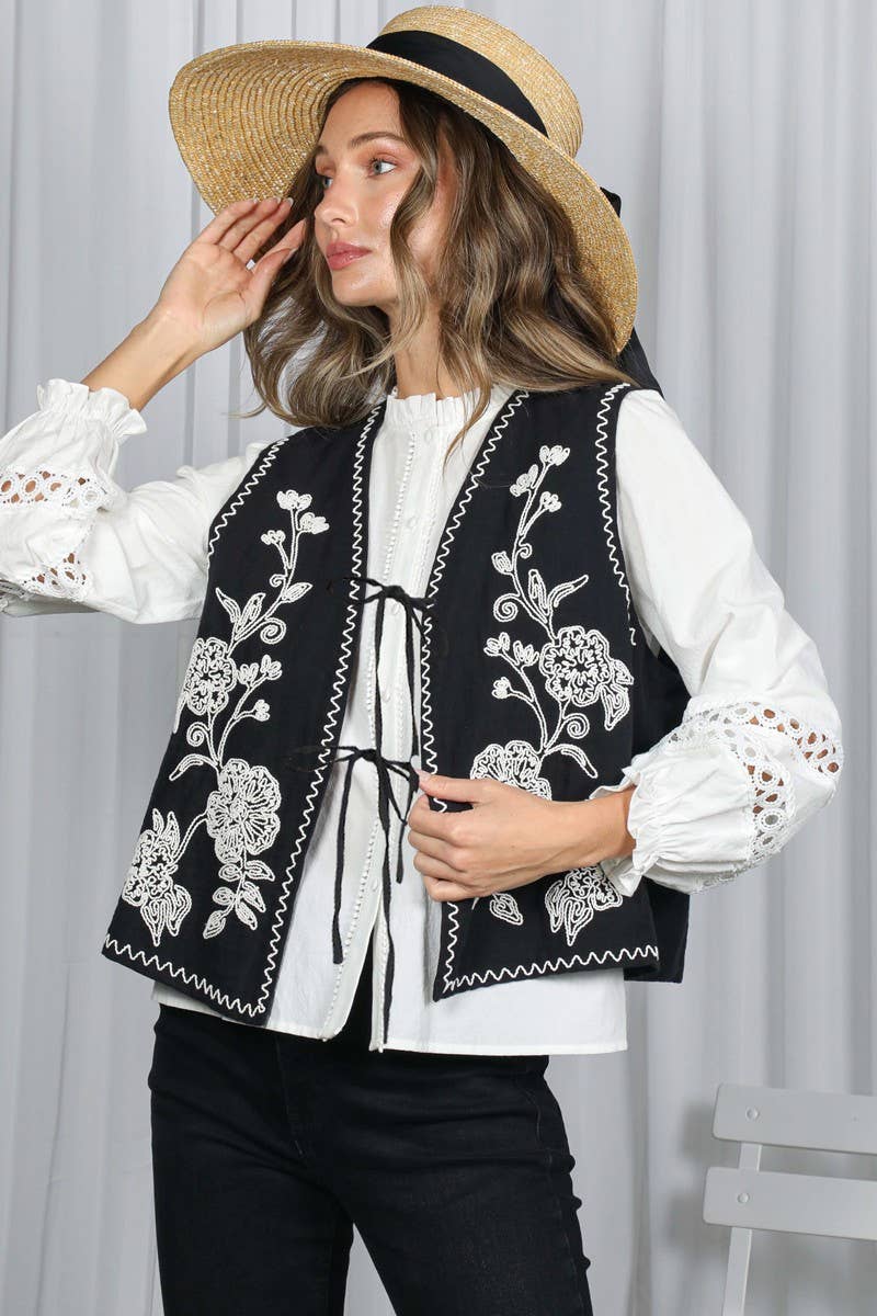 Boho Floral Embroidery Vest