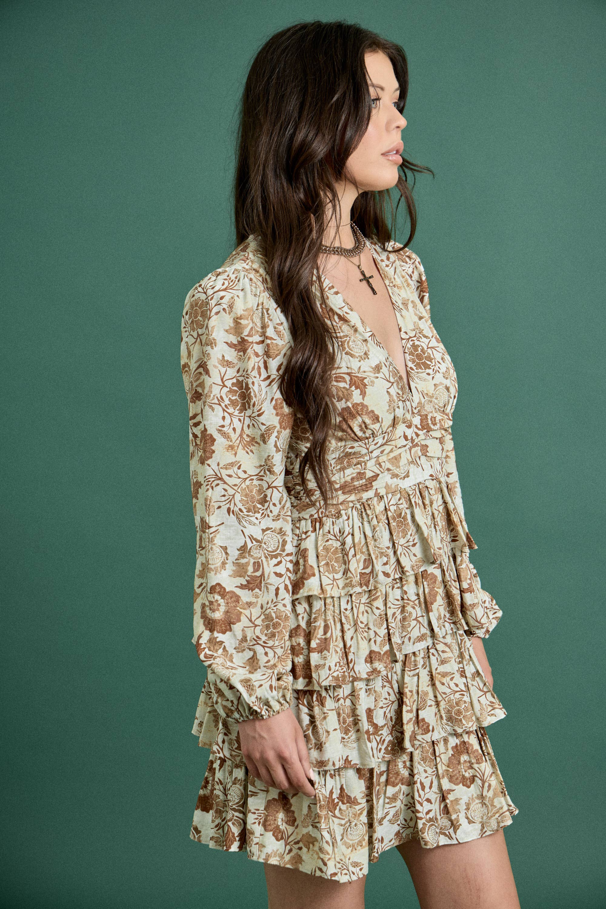 Floral Print Ruffle Mini Dress