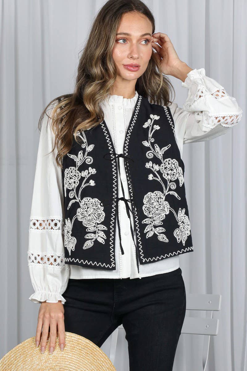 Boho Floral Embroidery Vest