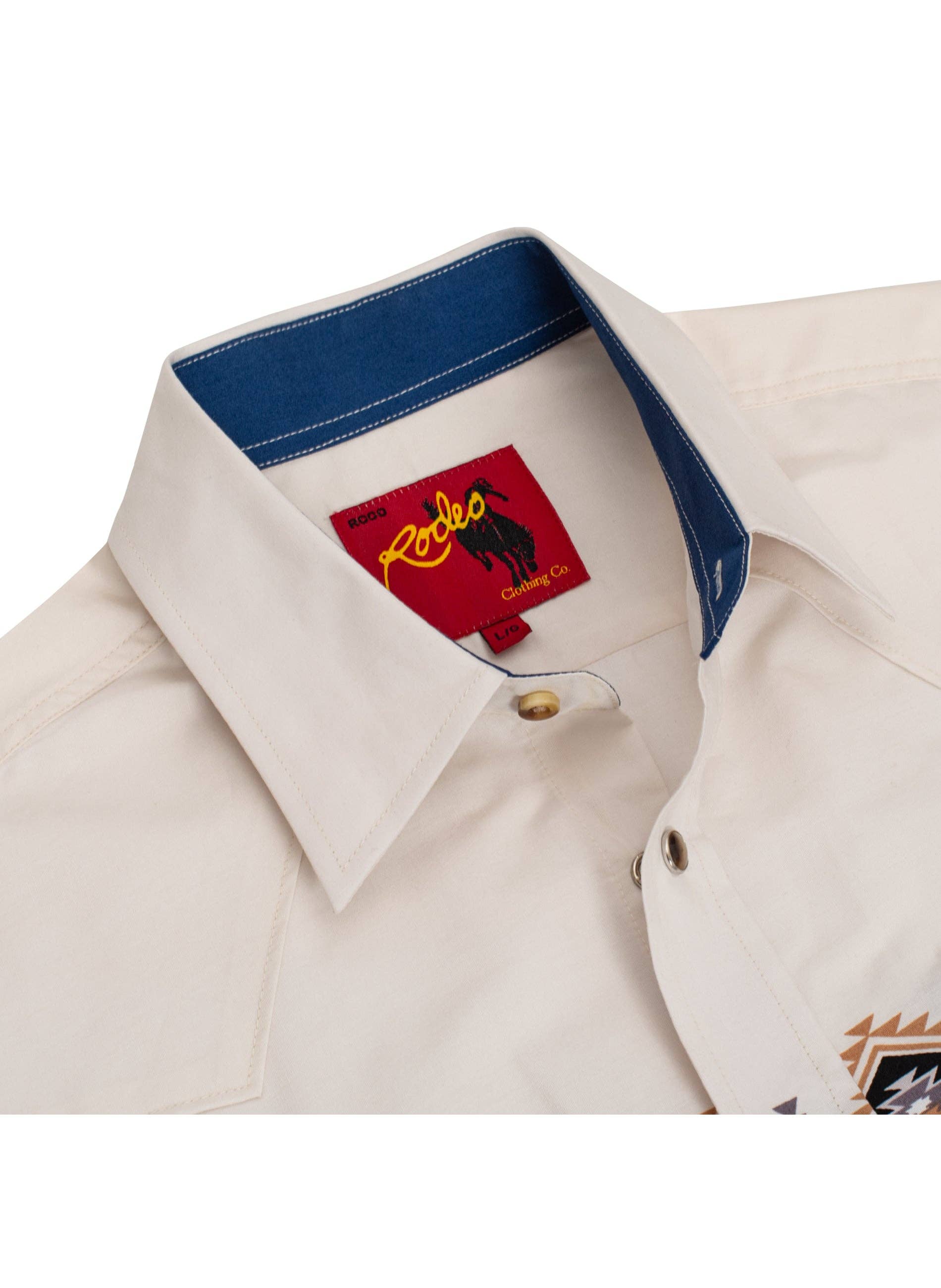 Western Pearl Snap Print Shirt - Navy