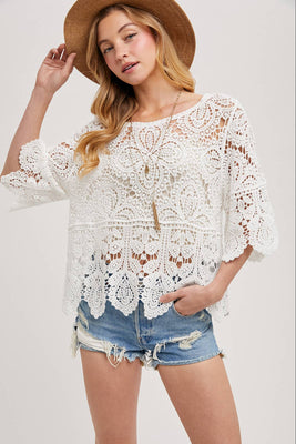 Crochet Lace Top - White