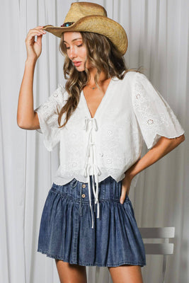 Scalloped Edge Eyelet Lace Top
