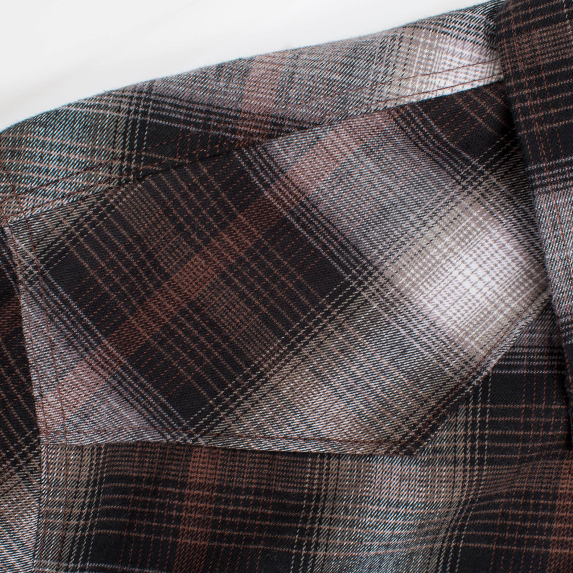 Western Long Sleeve Flannel Shirt - Brown Plaid