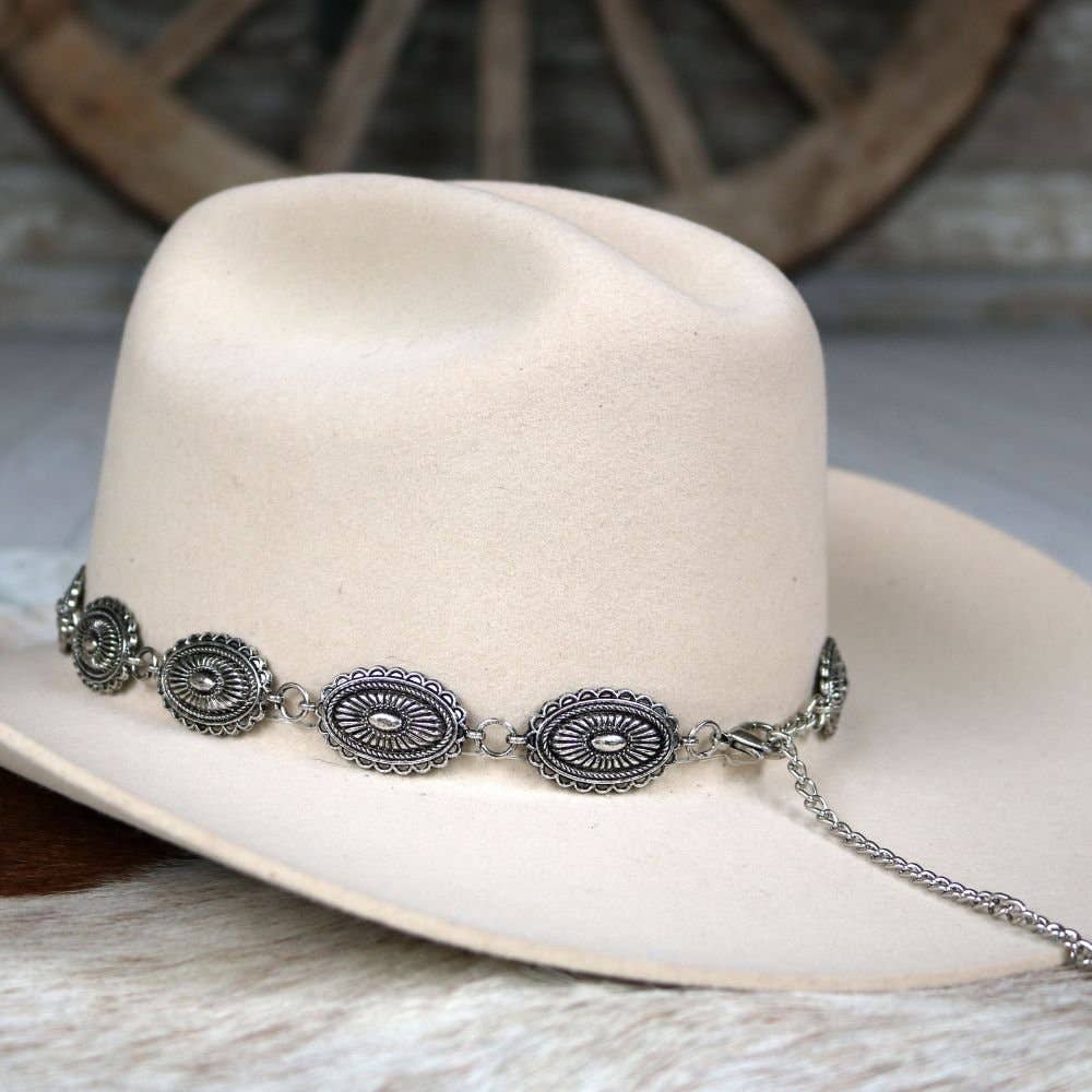 Antiqued Oval Concho Hat Band