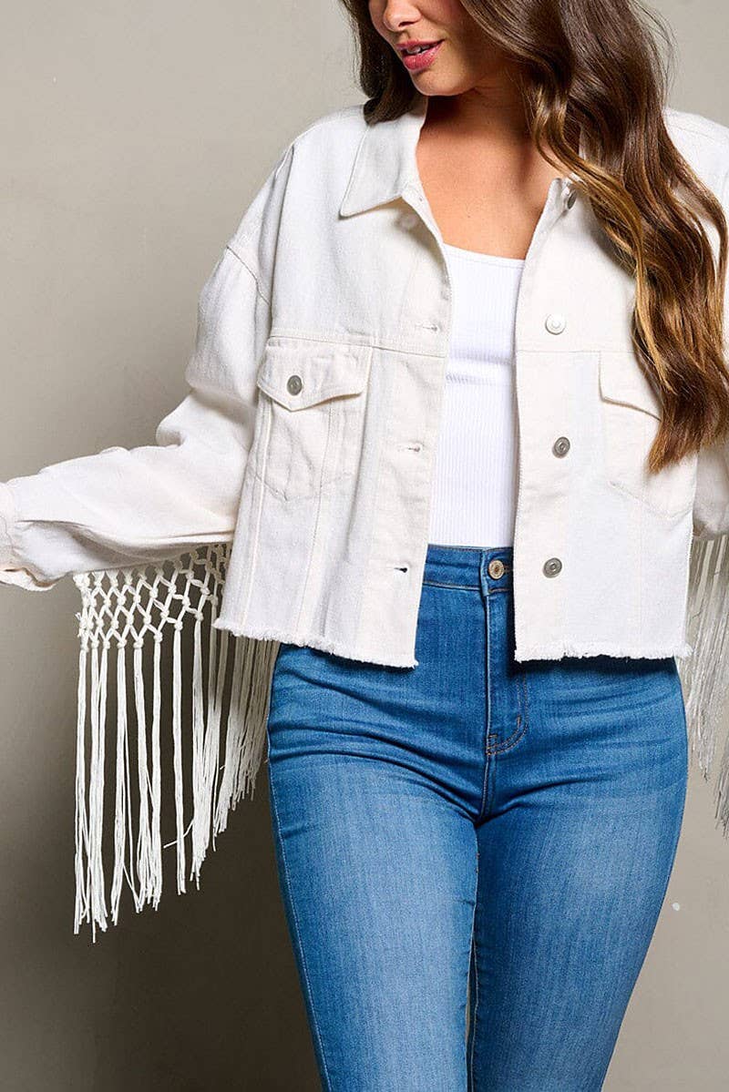 Rhinestone & Fringe Bride Denim Jacket