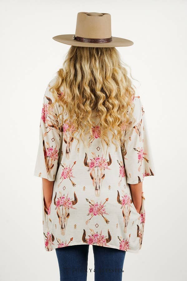 Ivory Floral Longhorn Duster