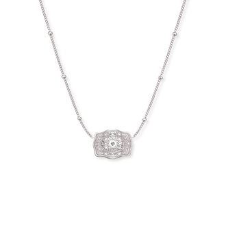 Ultra Mini Belt Buckle Necklace (Amelia Rose) - Silver