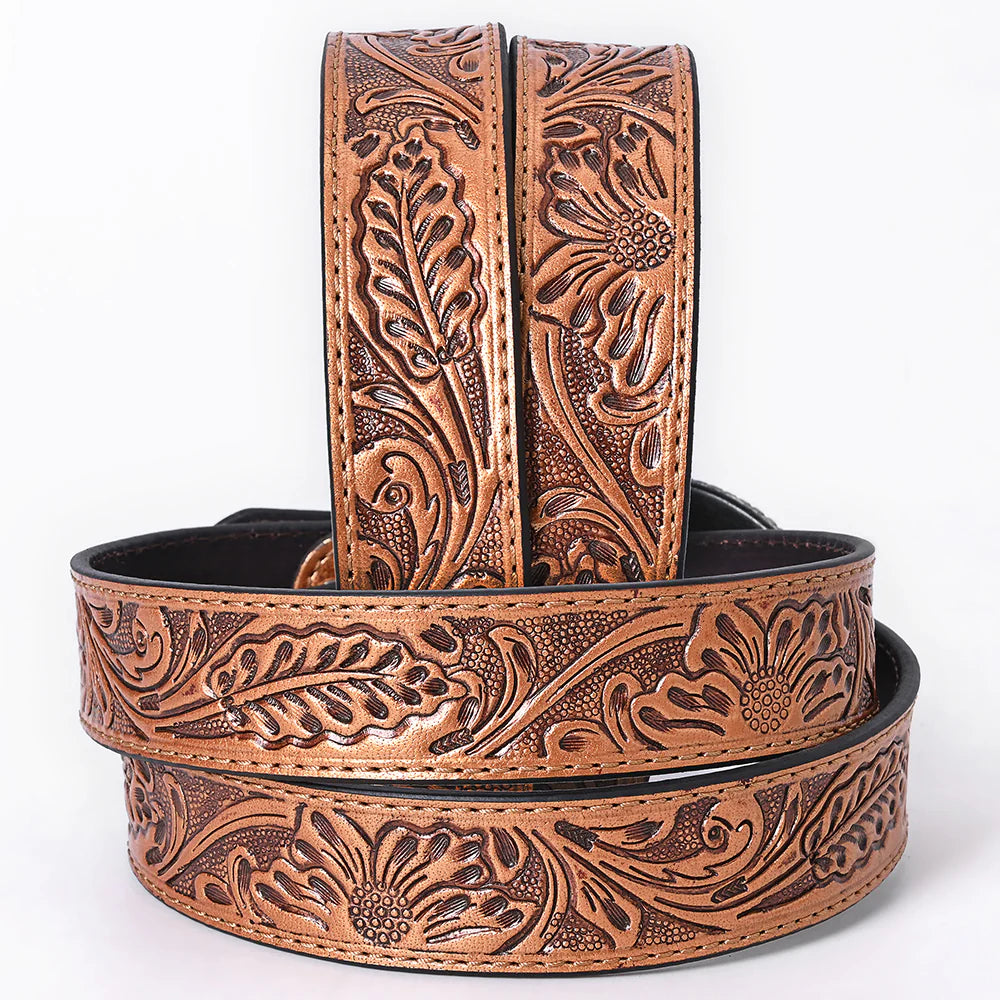 Floral Tooled Leather Belt