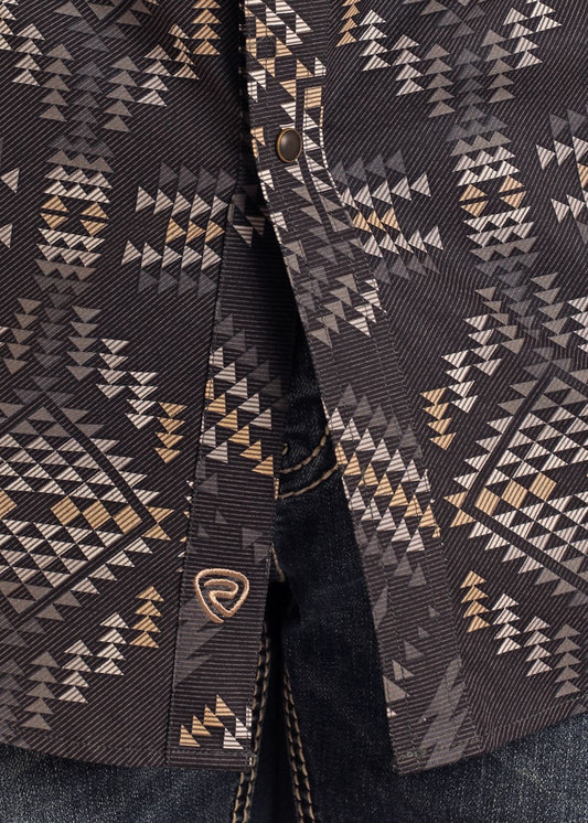 Aztec Print Short Sleeve Snap Shirt