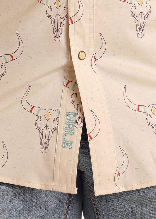 Dale Brisby Skull Print Snap Shirt