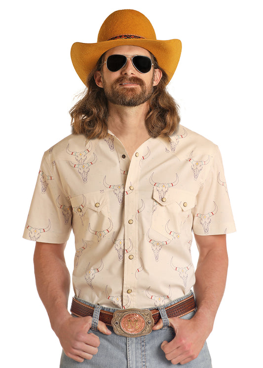 Dale Brisby Skull Print Snap Shirt