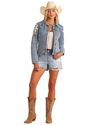 Pleather Fringe Denim Jacket