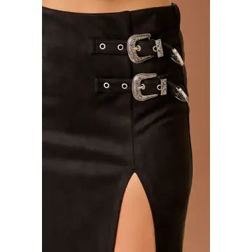 Buckle Maxi Skirt - Black