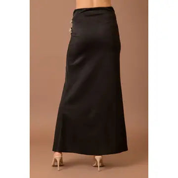 Buckle Maxi Skirt - Black