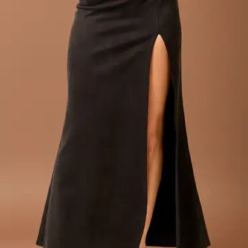 Buckle Maxi Skirt - Black