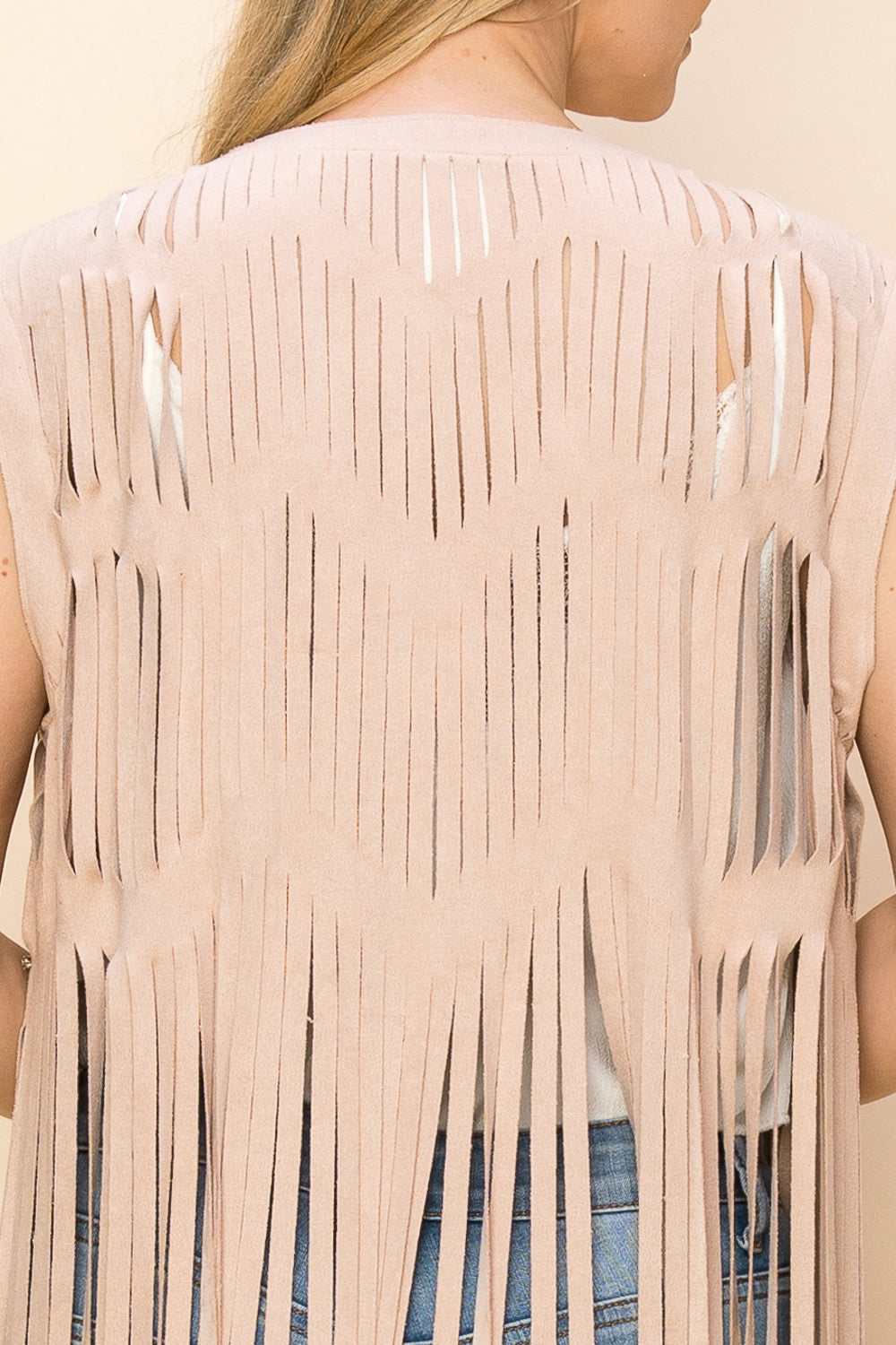 Blush Pink Fringe Vest