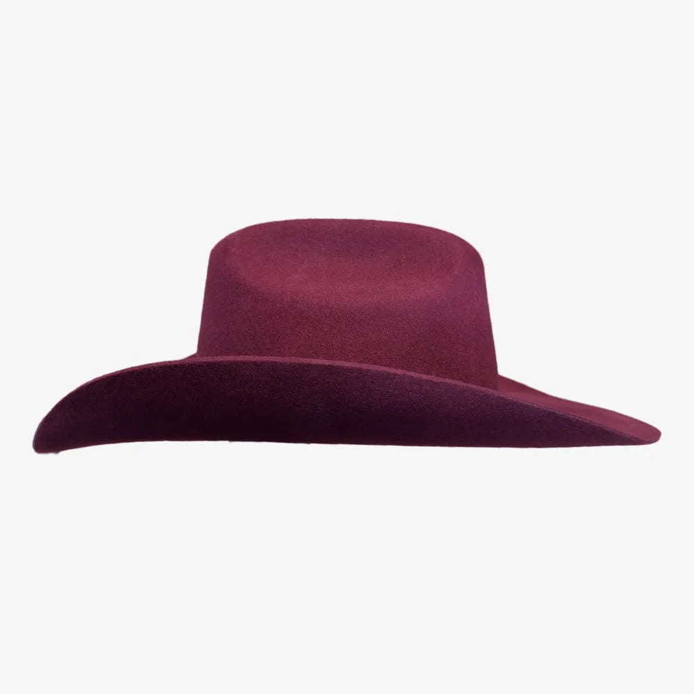 100% Wool Felt Cattleman Cowboy Hat - Burgundy