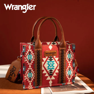 Wrangler Southwestern Crossbody Tote Bag - Burgundy