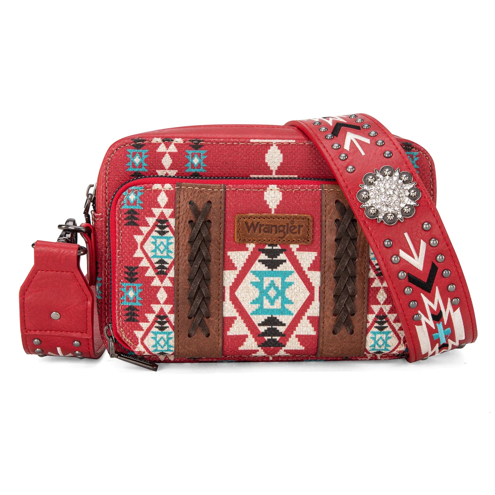 Wrangler Aztec Printed Crossbody Purse - Red