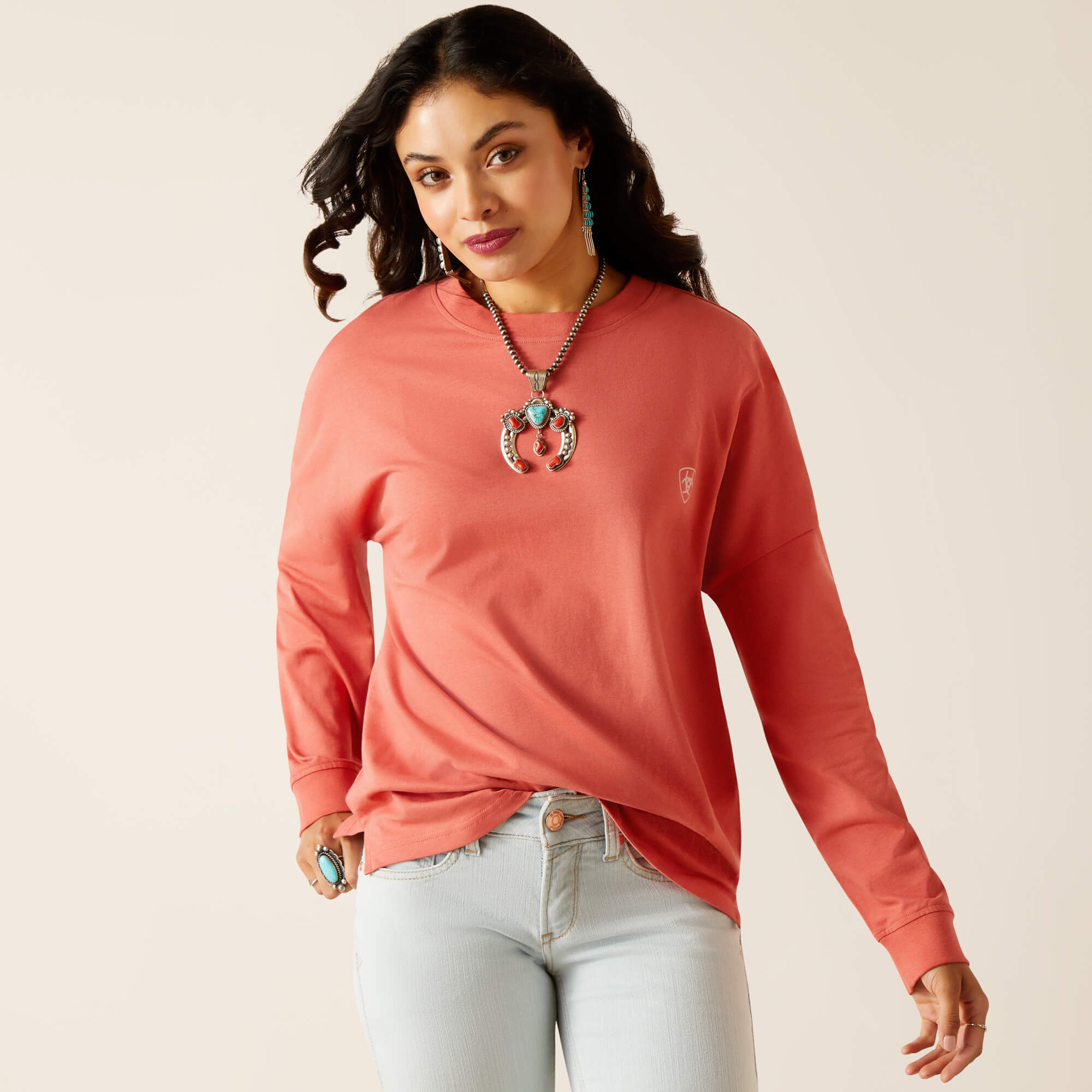 Fun Farm Oversized Tee - Coral