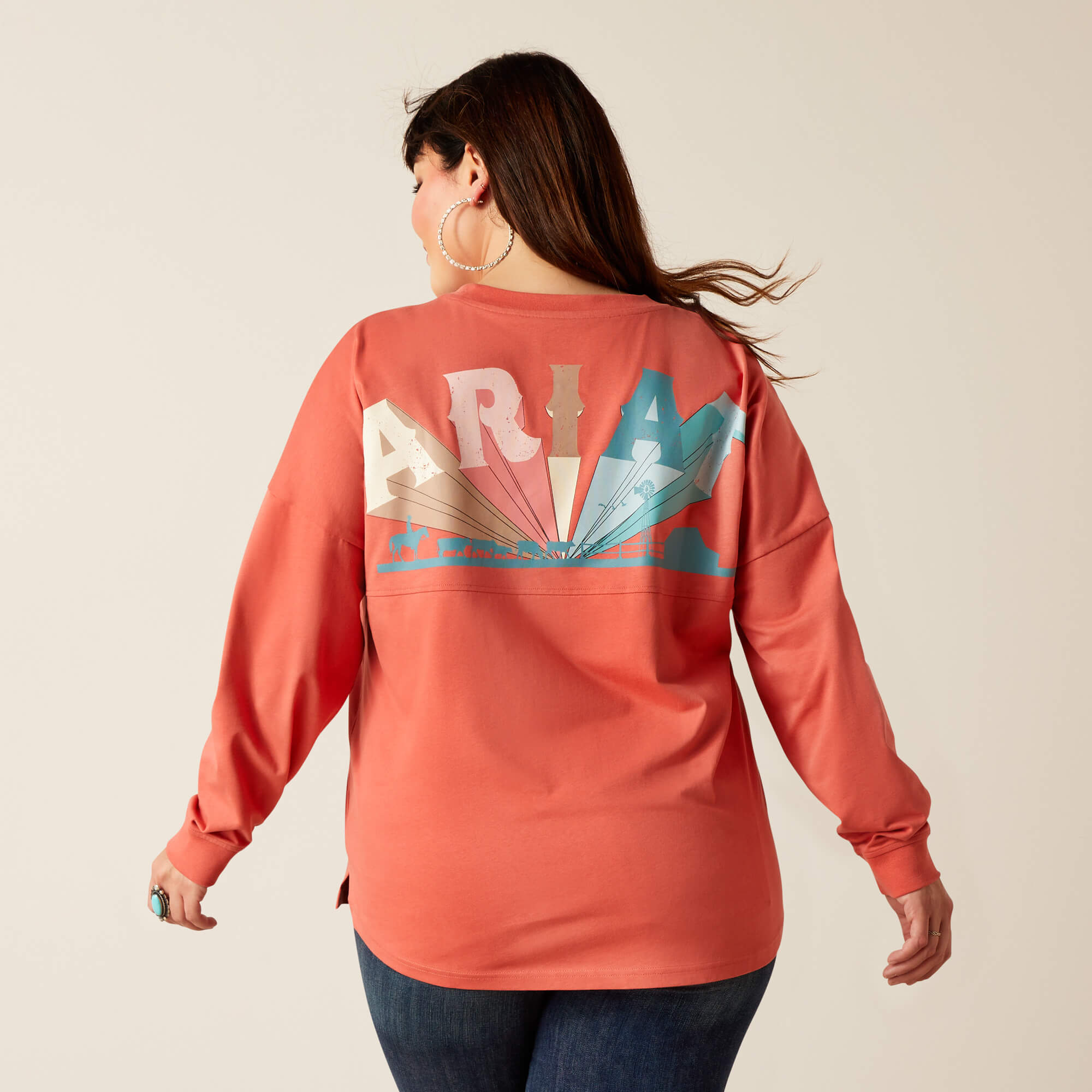 Fun Farm Oversized Tee - Coral