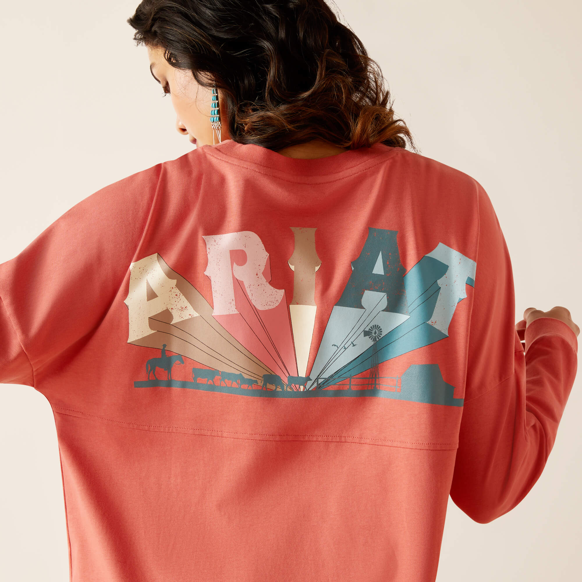 Fun Farm Oversized Tee - Coral