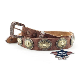 Leather Concho Hat Band - Brown