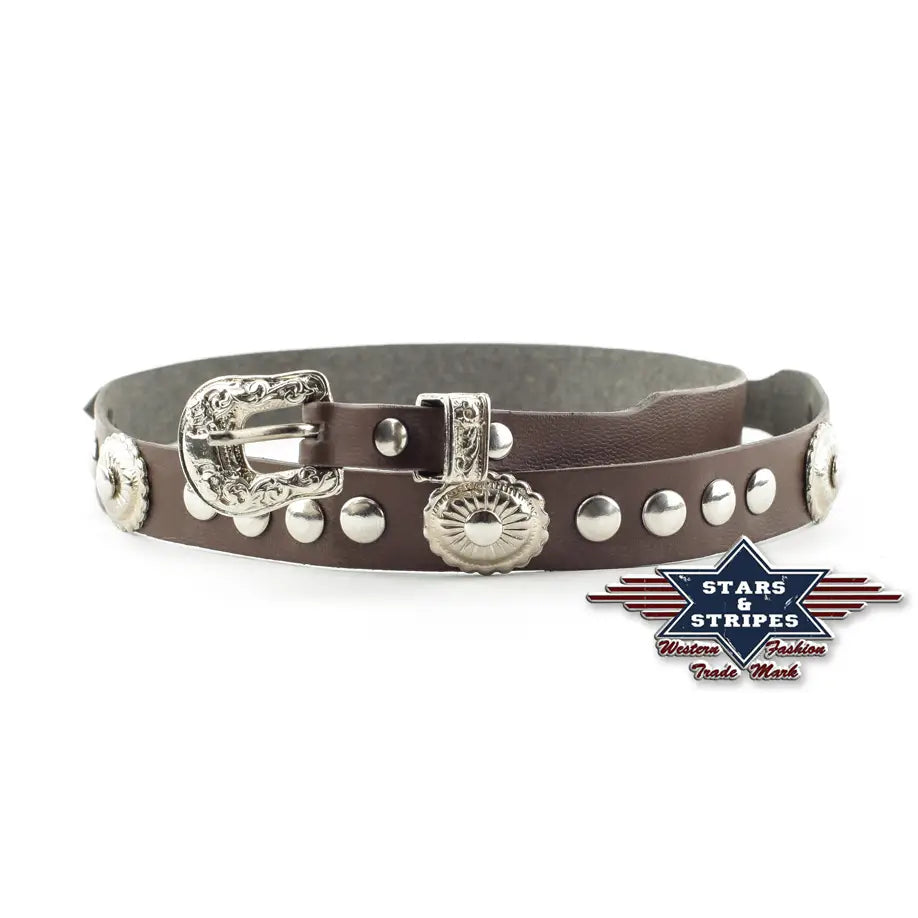 Silver Stud Leather Concho Hat Band