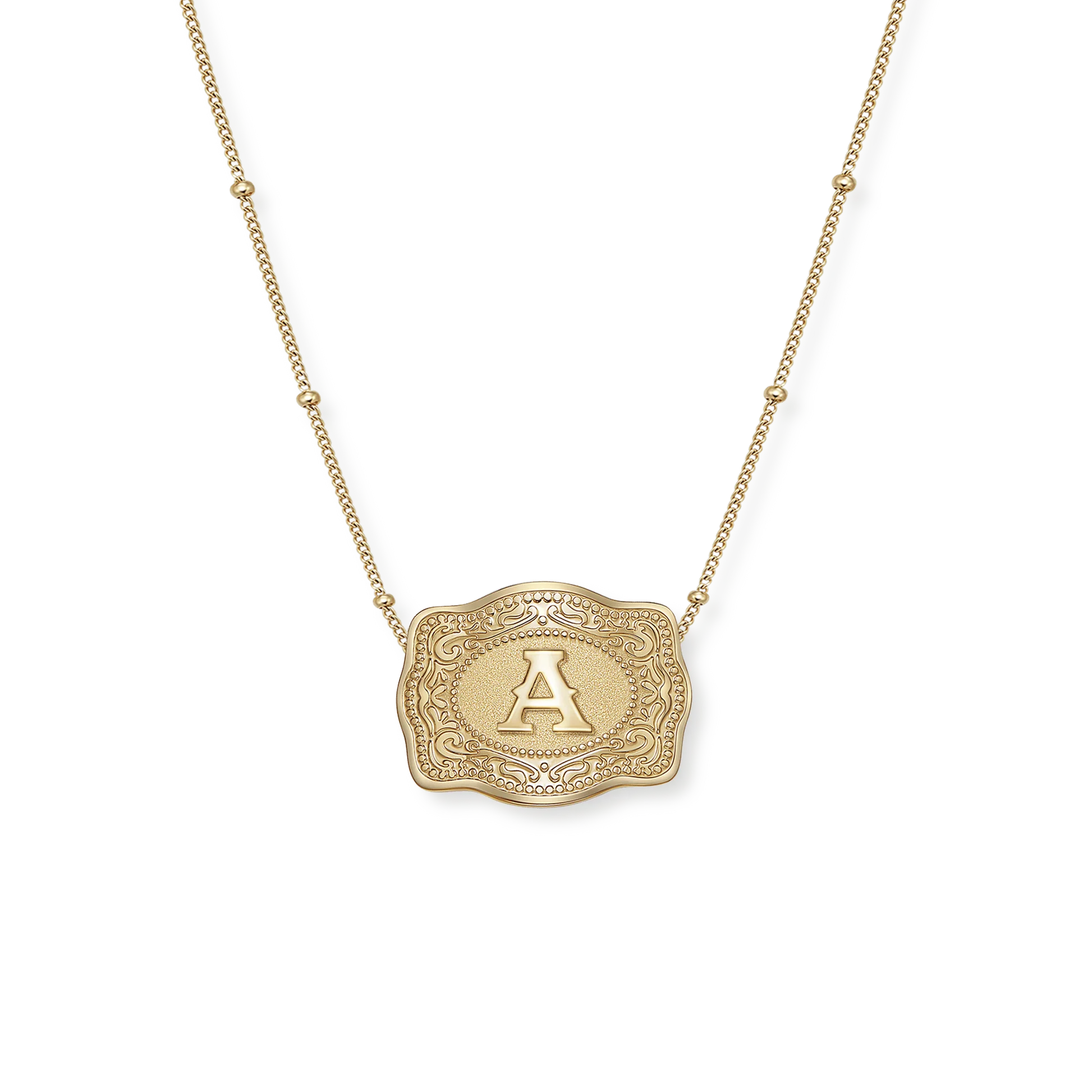 Mini Belt Buckle Necklace (Initial)